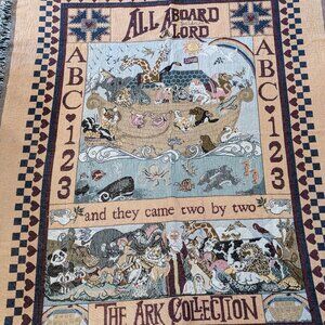 Vintage Noah’s Ark Throw Blanket & Forty Days Forty Nights Table Runner